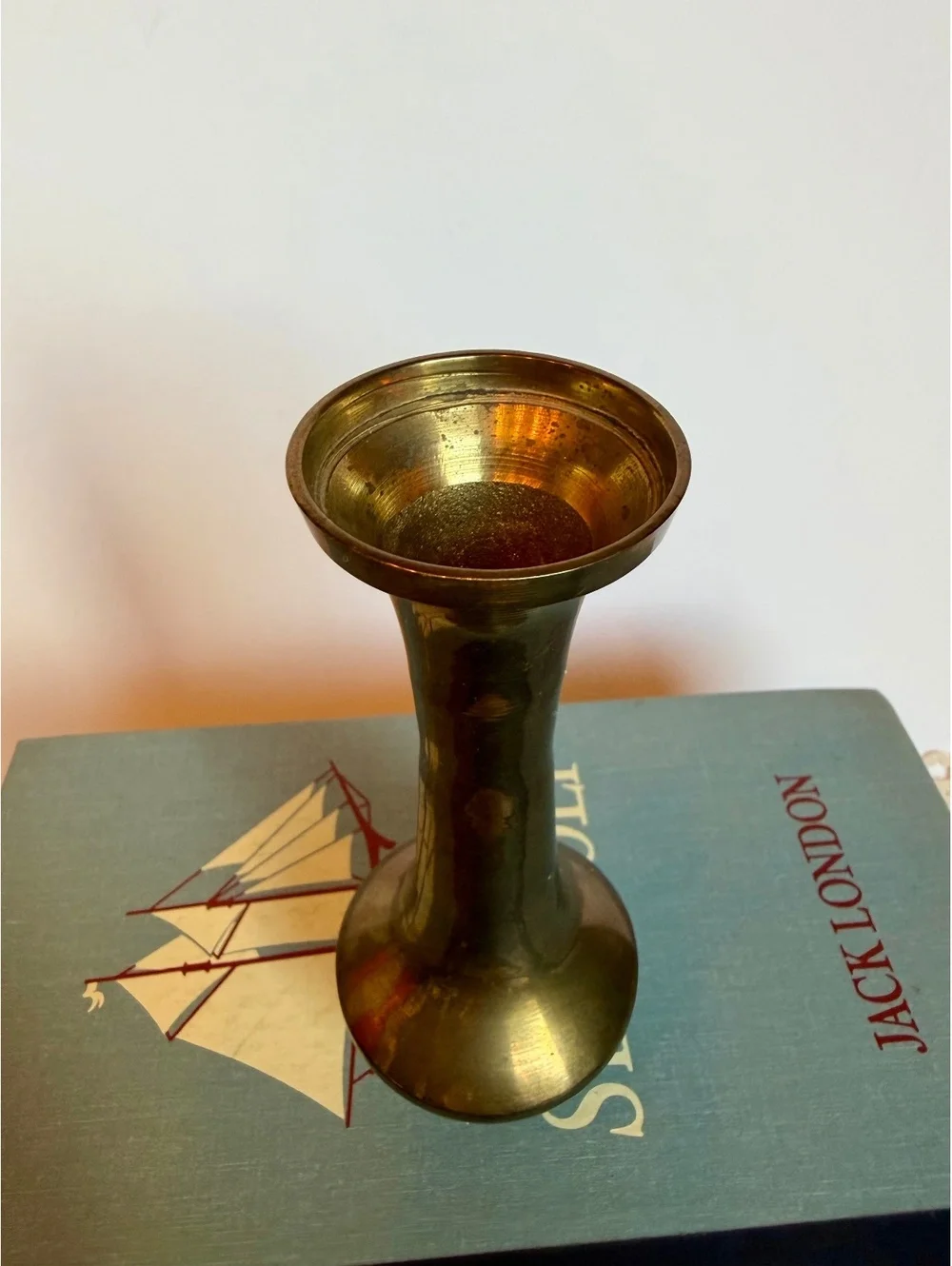 Vintage Solid Brass Bud Vase 5.5” Made in India Enesco Gold Brass Boho Decor